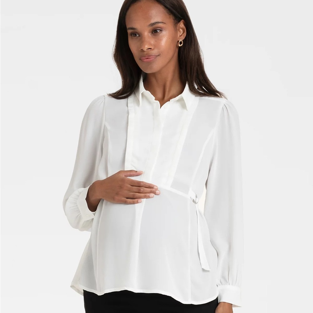 Seraphine White Maternity and Nursing Blouse